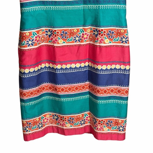 Vtg Talbots Womens Size 10 Y2K Floral Stripe Shift Dress Retro Coastal - Picture 4 of 12